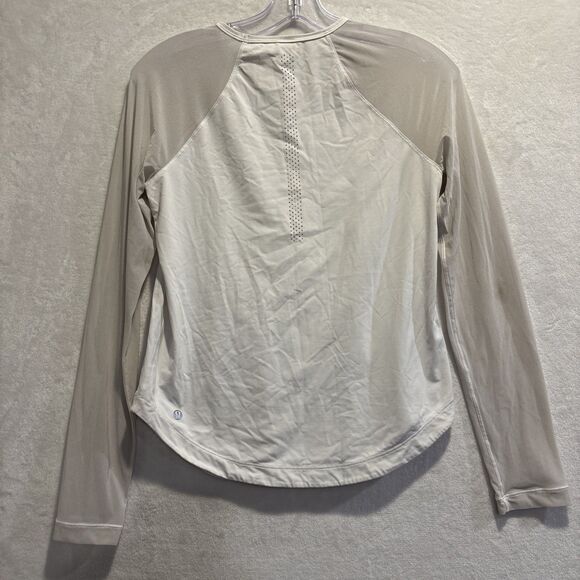 Lululemon Smooth Stride Top Mesh Long Sleeves Running Stretch White Women's 4 - Picture 6 of 13